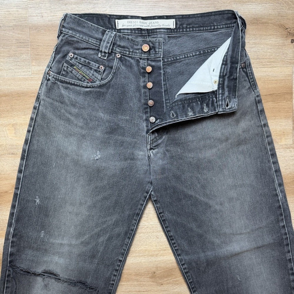 Vintage Diesel Saddle Jeans Men 32x32 Black Loose Tapered Distressed Grunge Y2K - Picture 2 of 16